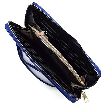 Saffiano Zipper Around Wallet Wristlet