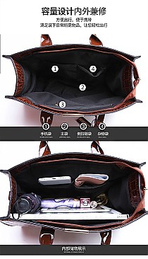 Croc Alligator Patent Brief Satchel Bag