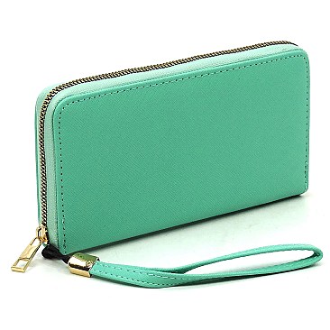 Saffiano Zipper Around Wallet Wristlet