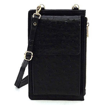 Ostrich Crossbody Cell Phone Holder Pusre