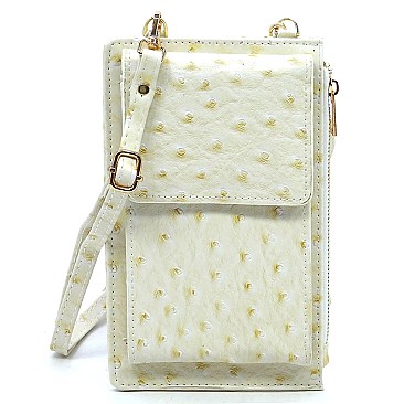 Ostrich Crossbody Cell Phone Holder Pusre