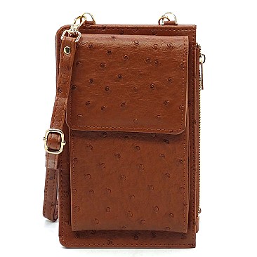 Ostrich Crossbody Cell Phone Holder Pusre