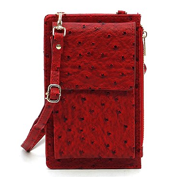 Ostrich Crossbody Cell Phone Holder Pusre