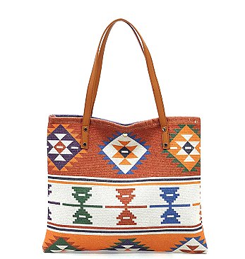 Aztec Tribal Canvas Shopper