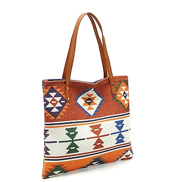 Aztec Tribal Canvas Shopper