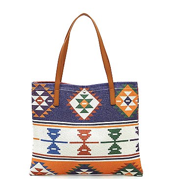 Aztec Tribal Canvas Shopper