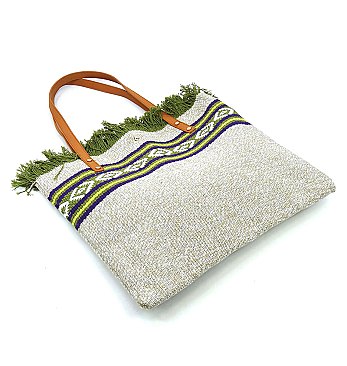 Aztec Tribal Pattern Canvas Shopper Tote Bag