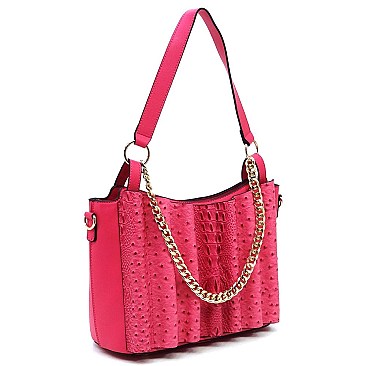 Ostrich Croc Chain 2-in-1 Satchel