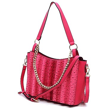 Ostrich Croc Chain 2-in-1 Satchel