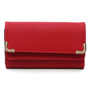 Saffiano Tri-fold Clutch Cell Phone Wallet