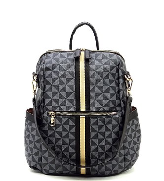 PM Monogram Striped Convertible Backpack