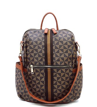 PM Monogram Striped Convertible Backpack