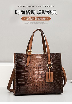 3 IN 1 Crocodile Tote & Clutch Set With Wallet