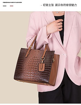 3 IN 1 Crocodile Tote & Clutch Set With Wallet