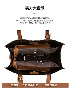 3 IN 1 Crocodile Tote & Clutch Set With Wallet