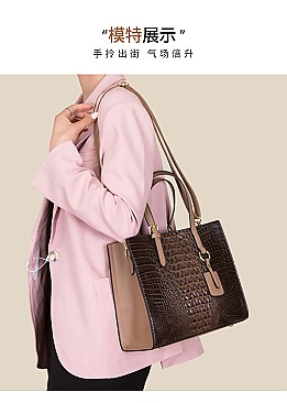 3 IN 1 Crocodile Tote & Clutch Set With Wallet