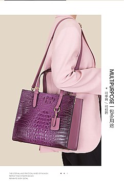 3 IN 1 Crocodile Tote & Clutch Set With Wallet