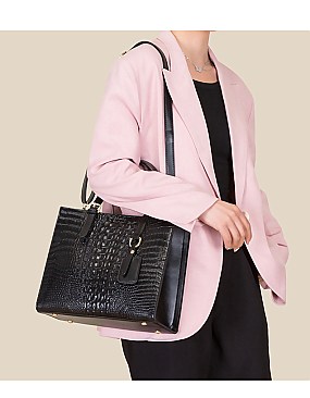 3 IN 1 Crocodile Tote & Clutch Set With Wallet