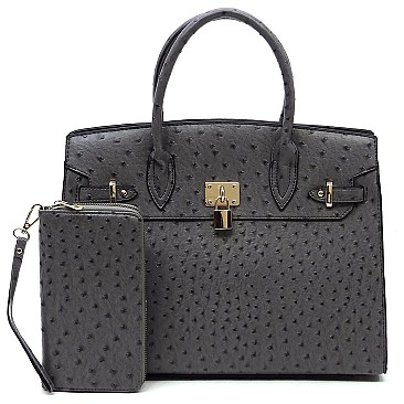 2- in -1 Ostrich Pad-lock Satchel