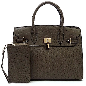 2- in -1 Ostrich Pad-lock Satchel