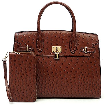 2- in -1 Ostrich Pad-lock Satchel