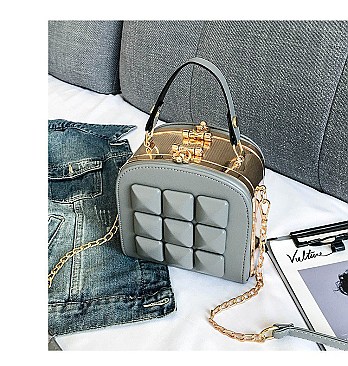 3D Geometric Design Metal Frame Satchel