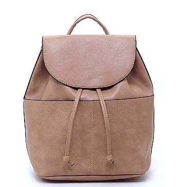 Fashion Flap Drawstring Backpack