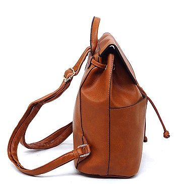 Fashion Flap Drawstring Backpack