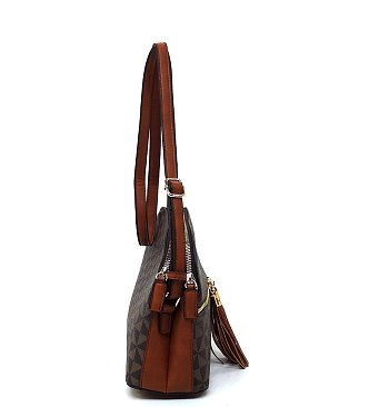 MONOGRAM MID ZIP TASSEL CROSSBODY BAG