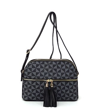 MONOGRAM MID ZIP TASSEL CROSSBODY BAG