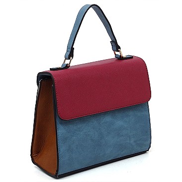 TRENDY Colorblock Top Handle Satchel