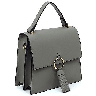 Fashion Ring Tassel Flap Crossbody Satchel