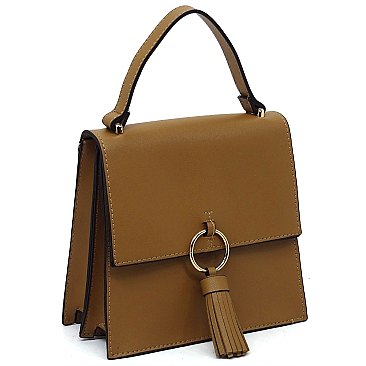 Fashion Ring Tassel Flap Crossbody Satchel