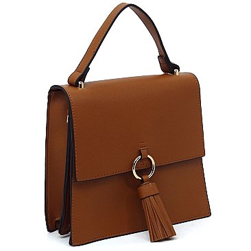 Fashion Ring Tassel Flap Crossbody Satchel