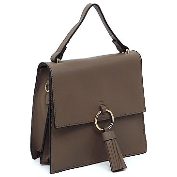 Fashion Ring Tassel Flap Crossbody Satchel