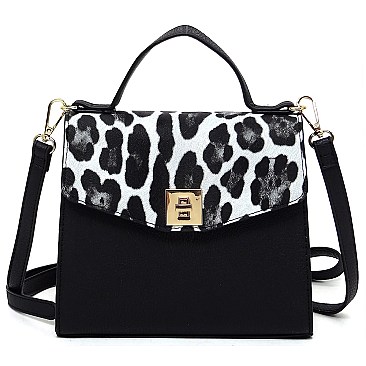 TRENDY Colorblock Twist Lock Flap Satchel