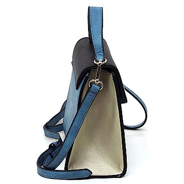 TRENDY Colorblock Twist Lock Flap Satchel