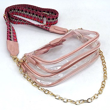 Trendy  Visible Clear 2-in-1 Crossbody Bag with Guitar Strap