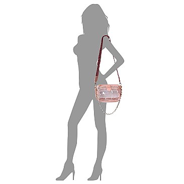 Trendy  Visible Clear 2-in-1 Crossbody Bag with Guitar Strap