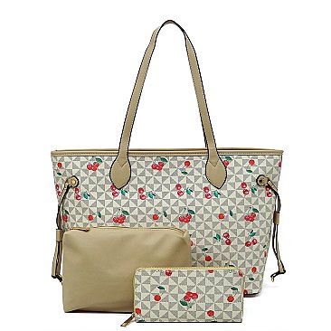 Monogram Cherry Print 3-in-1 Shopper