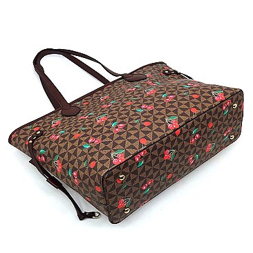 Monogram Cherry Print 3-in-1 Shopper