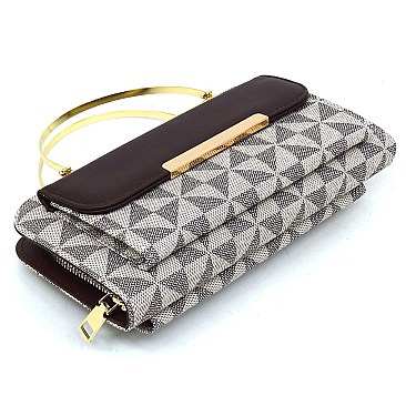 Triangle Checkered MONOGRAM TOP HANDLE CROSSBODY Bag