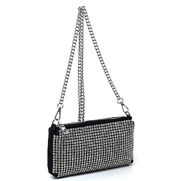 Allover Rhinestone Clutch Crossbody Bag