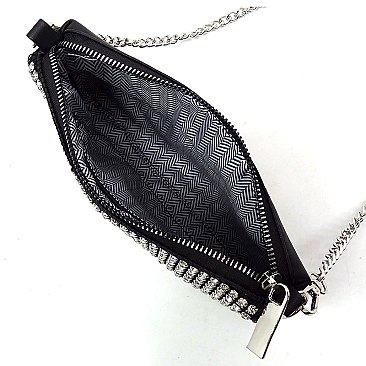 Allover Rhinestone Clutch Crossbody Bag