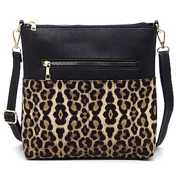 Fashion Animal Print Pocket Crossbody Bag