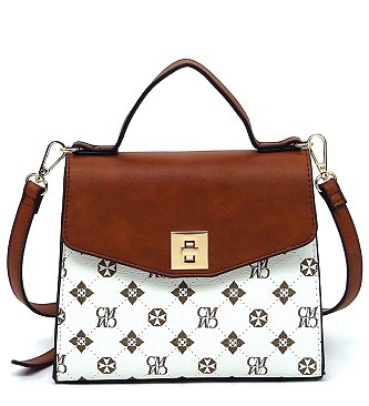 CM Monogram Twist Lock Flap Satchel