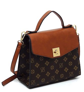CM Monogram Twist Lock Flap Satchel