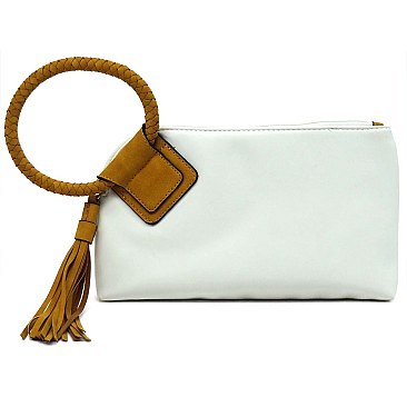 Fashion Cuff Handle Tassel Wristlet Clutch