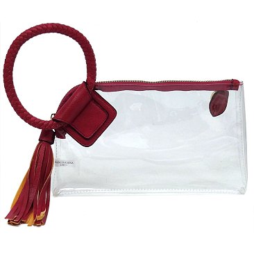 See Thru Transparent Clear Cuff Handle Clutch