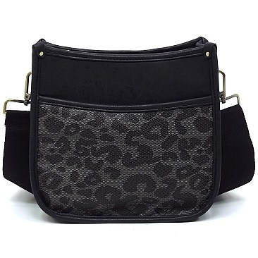 Trendy  Leopard Colorblock Hobo Crossbody Bag